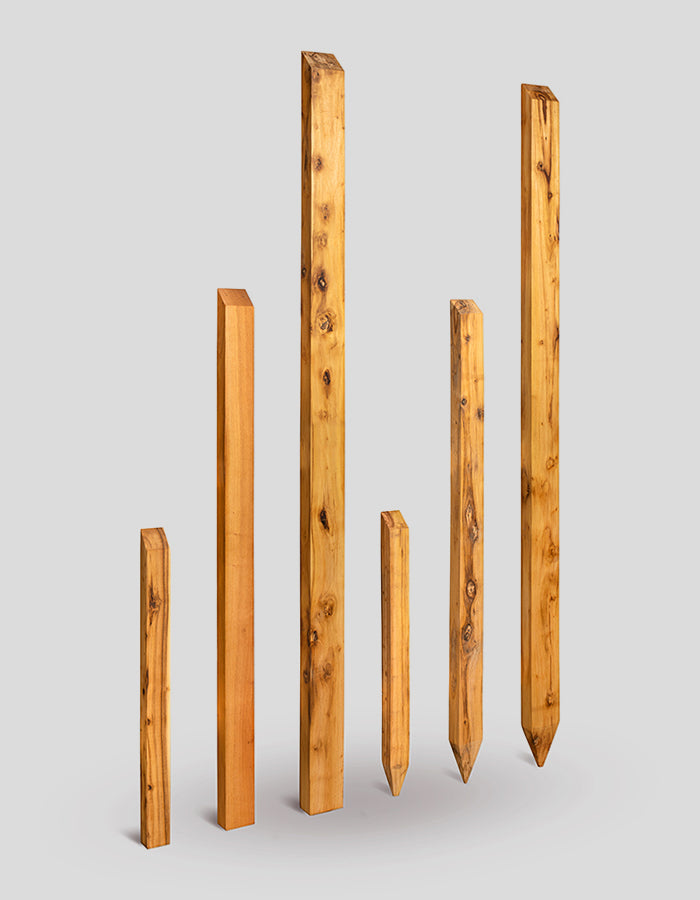 Rechteckpfosten (besäumt) sägerau, oben angeschrägt aus Robinienholz