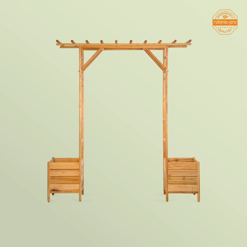 robinia-pro ROSENBOGEN aus Holz, mit Pflanzkasten