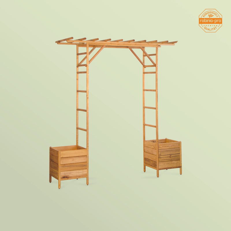 robinia-pro ROSENBOGEN aus Holz, mit Pflanzkasten