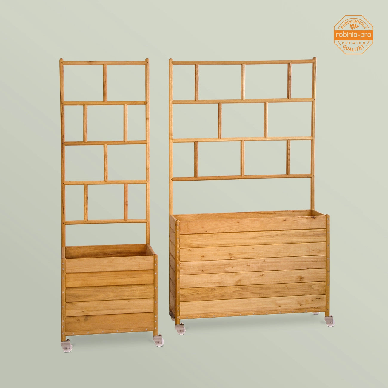 robinia-pro PFLANZKASTEN mit RANKGITTER klassisch, auf Rollen – robinia24
