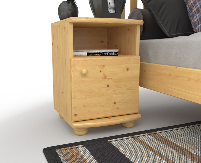 Claudia Kiefer Nachttisch Massivholz | Nachtschrank mit 1 Regal und 1 Tür | 100% Bio Kiefer