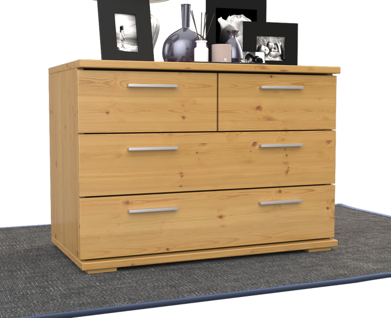 Nobis Kommode aus Bio Kiefer | Sideboard | Anrichte mit 4 Schubladen | 57 cm hoch | 100% Massivholz