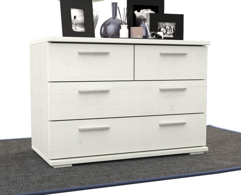 Nobis Kommode aus Bio Kiefer | Sideboard | Anrichte mit 4 Schubladen | 57 cm hoch | 100% Massivholz