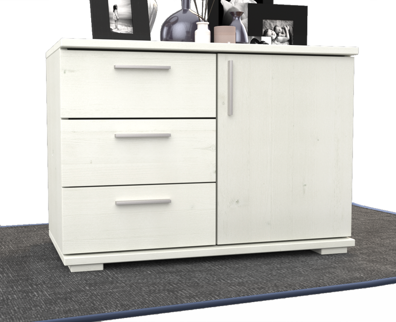Nobis Kommode Bio Kiefer Massivholz 1-türig mit 3 Schubladen - 57 cm