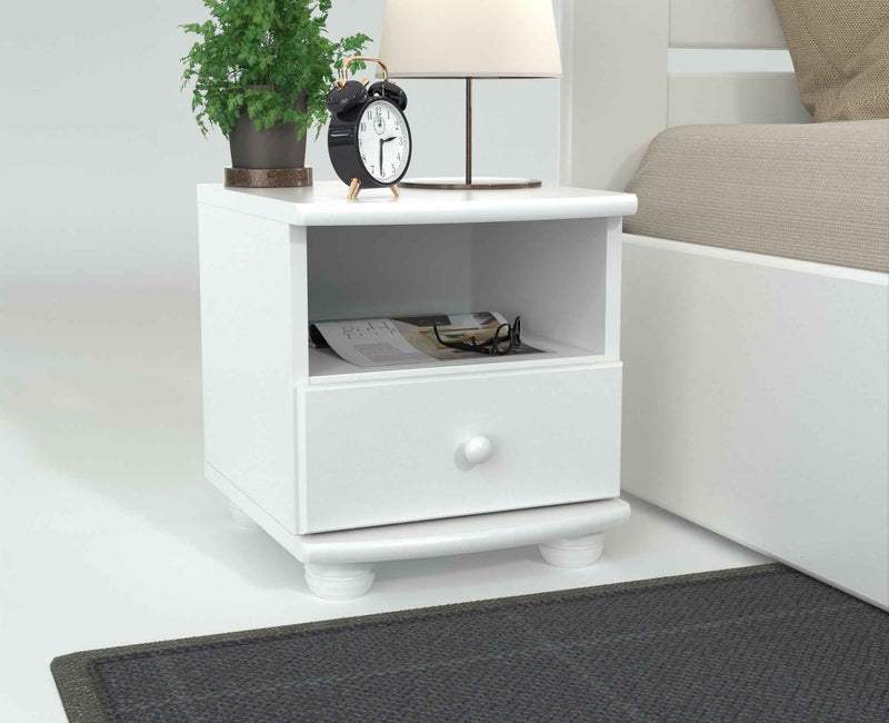 Claudia Kiefer Nachttisch Massivholz mit 1-Schublade und 1 Regal | 100% Bio Kiefer