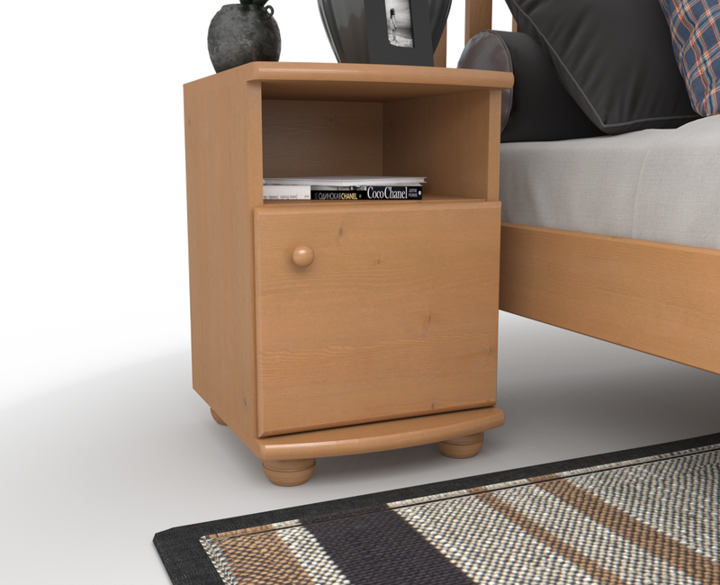 Claudia Kiefer Nachttisch Massivholz | Nachtschrank mit 1 Regal und 1 Tür | 100% Bio Kiefer