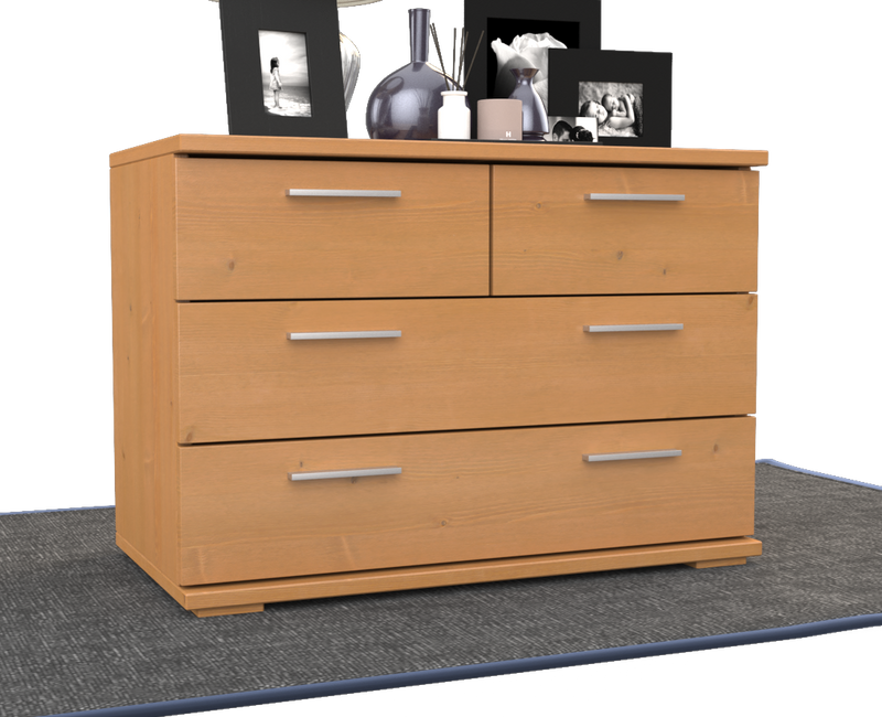 Nobis Kommode aus Bio Kiefer | Sideboard | Anrichte mit 4 Schubladen | 57 cm hoch | 100% Massivholz