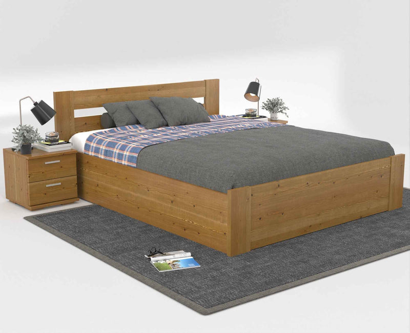 Nobis Kieferbett mit Bettkasten aus Massivholz | 100% Bio-Bett inkl. Lattenrost