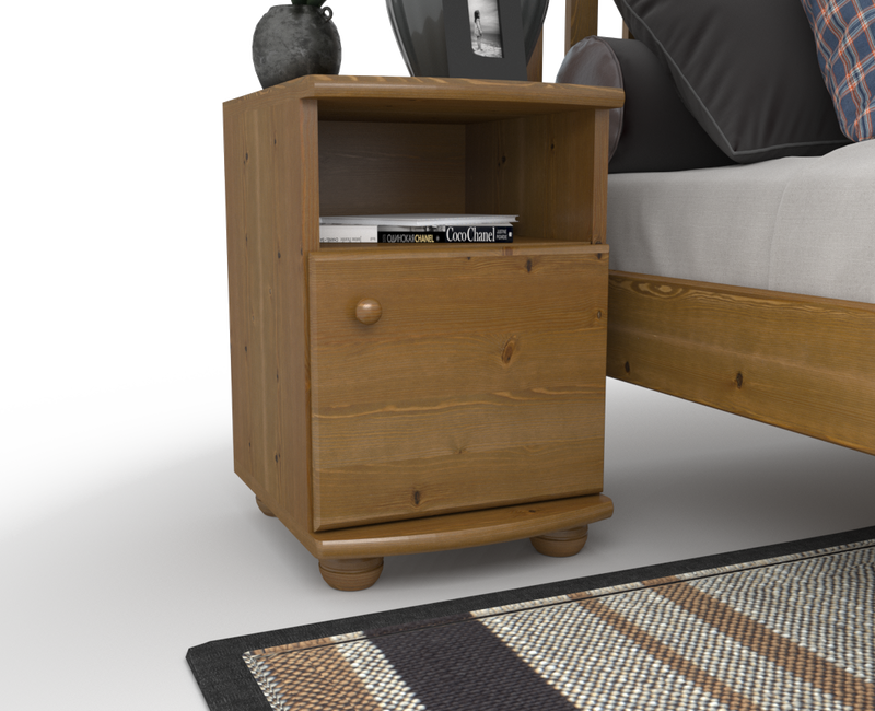 Claudia Kiefer Nachttisch Massivholz | Nachtschrank mit 1 Regal und 1 Tür | 100% Bio Kiefer