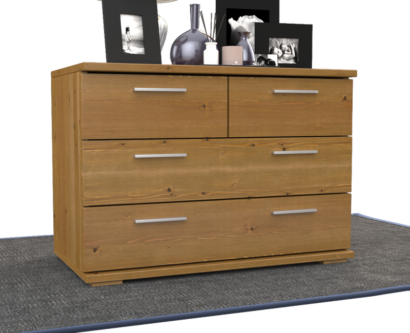 Nobis Kommode aus Bio Kiefer | Sideboard | Anrichte mit 4 Schubladen | 57 cm hoch | 100% Massivholz