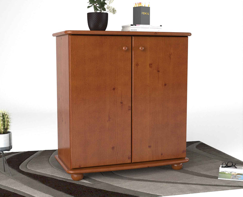 Anika Kommode Bio Kiefer Massivholz | 2-Türig Sideboard mit Regalfächer aus 100% Massivholz