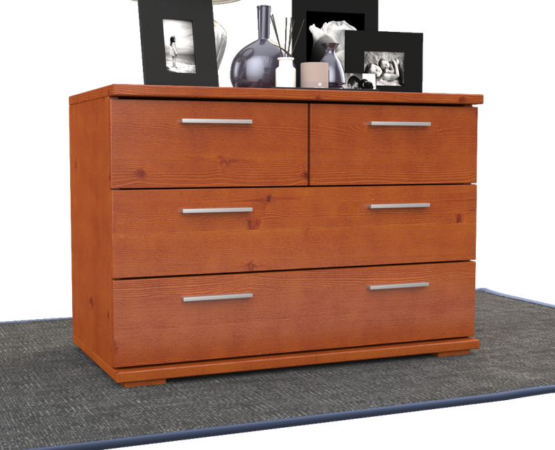 Nobis Kommode aus Bio Kiefer | Sideboard | Anrichte mit 4 Schubladen | 57 cm hoch | 100% Massivholz