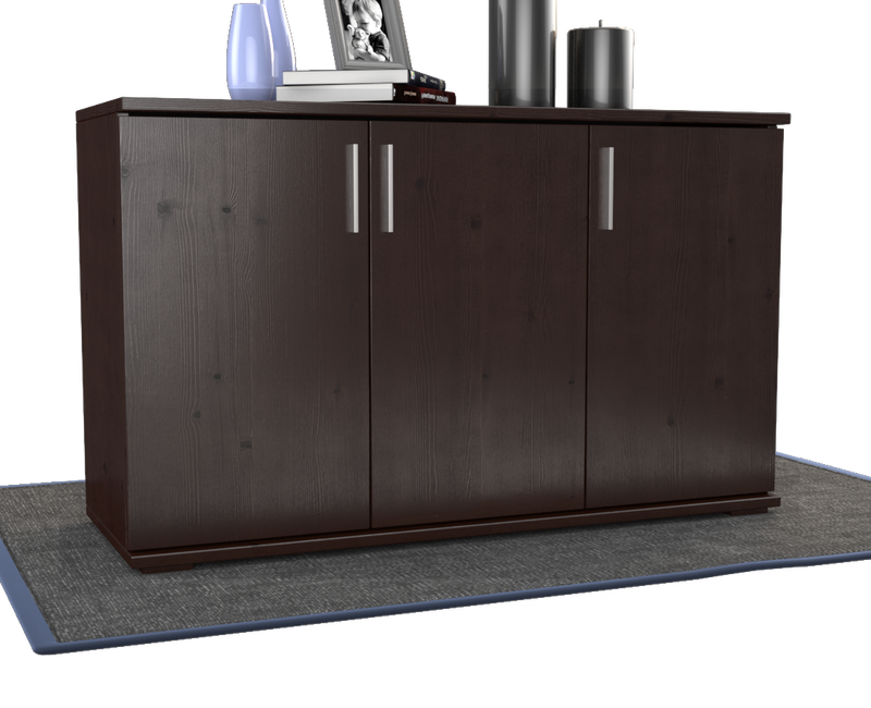 Nobis Kommode Bio Kiefer Massivholz | 3-Türig Sideboard mit Regalböden aus 100% Bio Kiefer