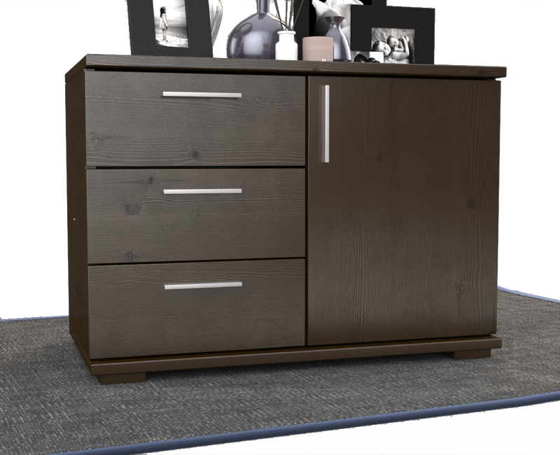 Nobis Kommode Bio Kiefer Massivholz 1-türig mit 3 Schubladen - 57 cm