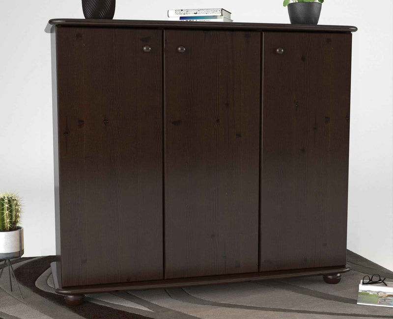 Anika Kommode Kiefer Massivholz 110er | 3-Türig Sideboard mit Regalfächer aus 100% Bio Holz
