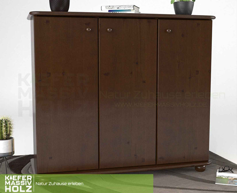 Anika Kommode Bio Kiefer Massivholz | 93er Sideboard 3-Türig mit Regalfächer