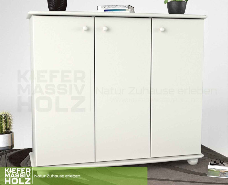 Anika Kommode Bio Kiefer Massivholz | 93er Sideboard 3-Türig mit Regalfächer