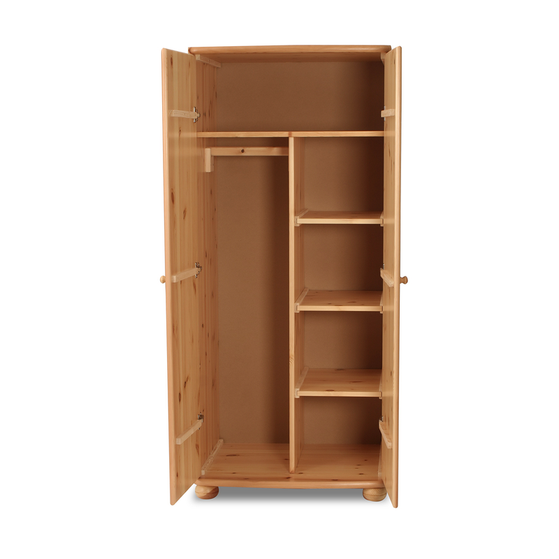Claudia Kleiderschrank Spiegelschrank 2-türig mit Kleiderstange und Regalböden