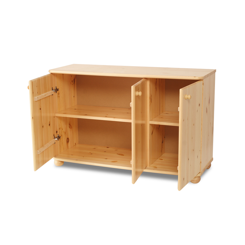 Claudia Kommode Bio Kiefer Massivholz | 3-Türig Sideboard mit 4-Regalfächern