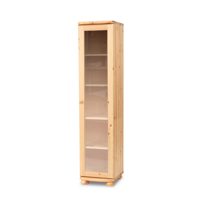 Claudia Vitrine Bio Kiefer Massivholz | 1-Türig mit 4 Regalen aus 100% Naturmaterial