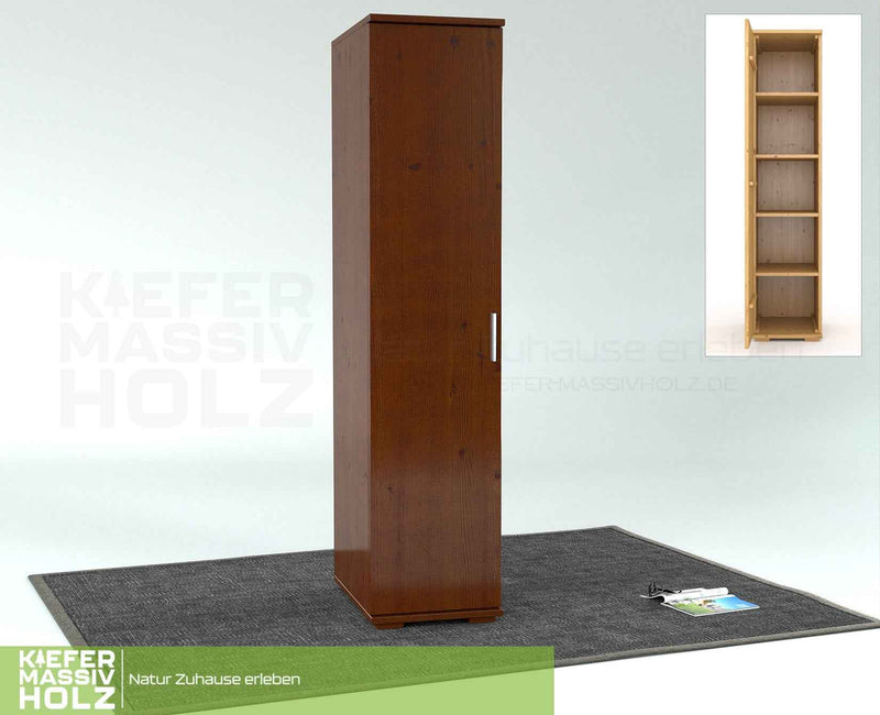 Nobis Kleiderschrank Bio Kiefer | 42 cm Tiefe 1-Türig mit Regalen aus 100% massivem Holz