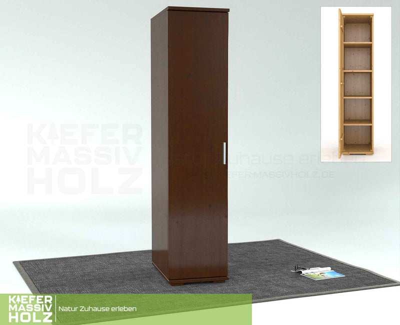 Nobis Kleiderschrank Bio Kiefer | 42 cm Tiefe 1-Türig mit Regalen aus 100% massivem Holz