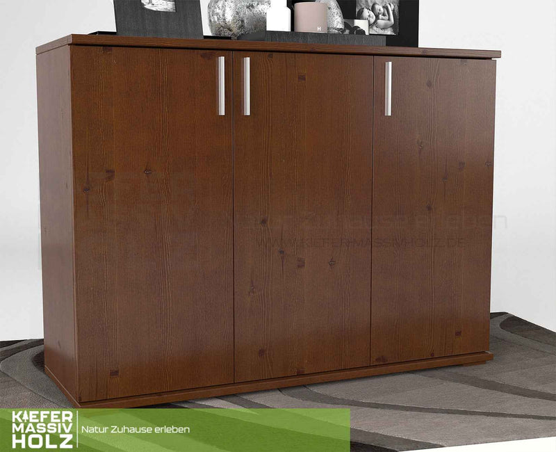 Nobis Kommode 120 Bio Kiefer | 3-türiges Sideboard aus 100% massivem Kiefernholz