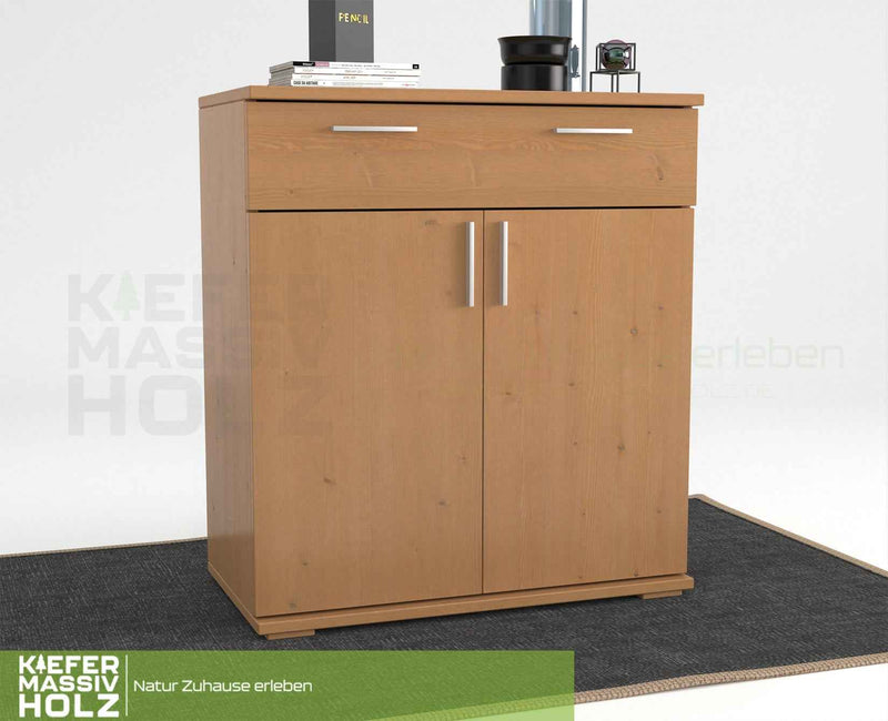 Nobis Kommode 100% Bio Kiefer | Sideboard mit 1-Schublade und 2-Türen | 90cm hoch