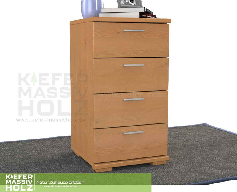 Nobis Schubladenkommode Bio Kiefer Sideboard | 4-Schubladen | 74cm hoch | 100% Massivholz