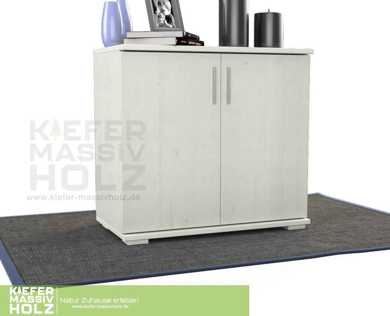 Nobis Kommode Massivholz | Sideboard Anrichte | 2-Türig | 90cm hoch | 100% Bio Kiefer Massivholz