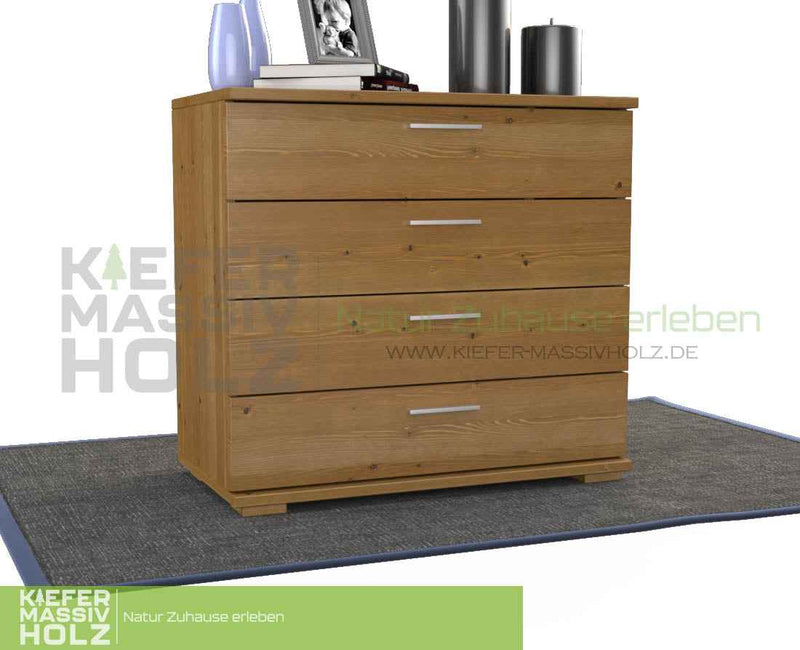 Nobis Kommode aus Kiefer Massivholz | Sideboard Anrichte mit 4 Schubladen aus 100% Bio Holz