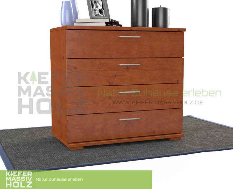 Nobis Kommode aus Kiefer Massivholz | Sideboard Anrichte mit 4 Schubladen aus 100% Bio Holz