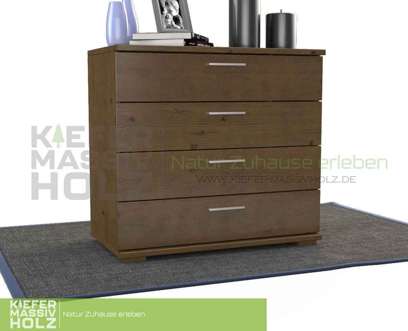 Nobis Kommode aus Kiefer Massivholz | Sideboard Anrichte mit 4 Schubladen aus 100% Bio Holz