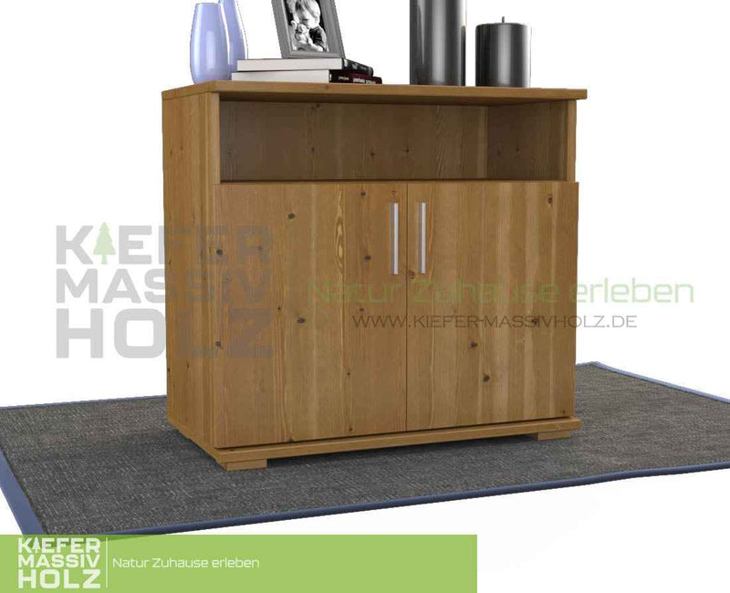 Nobis Kommode Sideboard Bio Kiefer Massivholz | 2-Türig mit Regalfach | 100% Natürliches Design