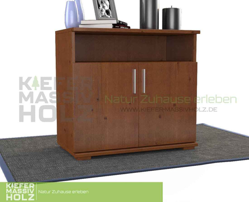 Nobis Kommode Sideboard Bio Kiefer Massivholz | 2-Türig mit Regalfach | 100% Natürliches Design