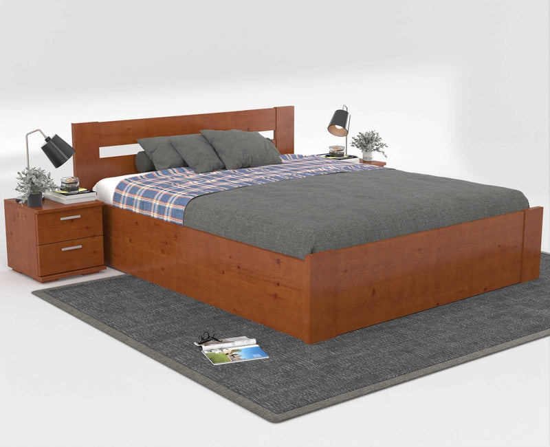 Nobis Kieferbett mit Bettkasten aus Massivholz | 100% Bio-Bett inkl. Lattenrost