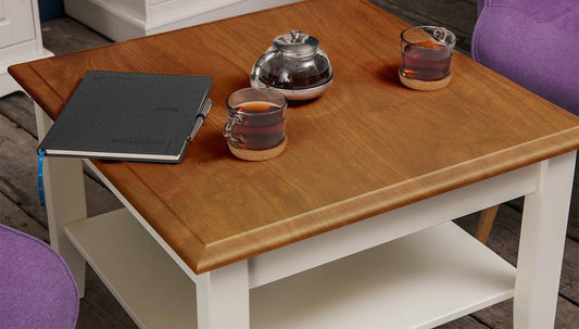 Kleiner Couchtisch aus Holz, Bologna Elegante, Weiß Eiche – Stilvoller Blickfang für Ihr Wohnzimmer