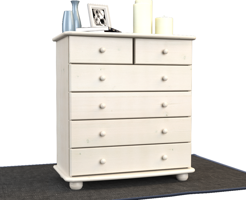 Anika Kommode Massivholz aus 100% Bio Kiefer | 6-Schubladen Sideboard für modernen Wohnstil