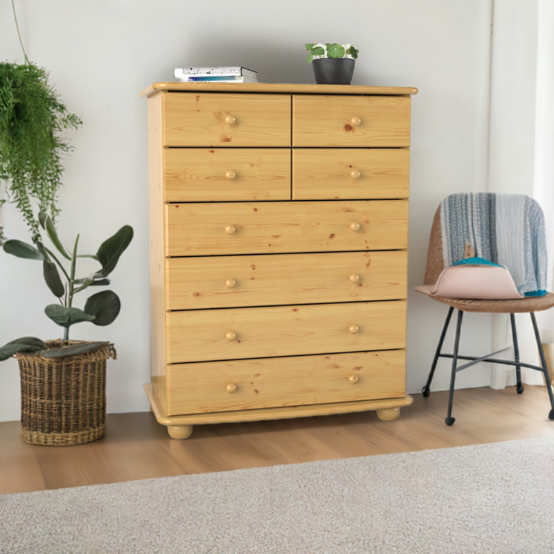 Anika Bio Kiefer Massivholz Kommode 8-Schubladen aus 100% Bio Kiefer