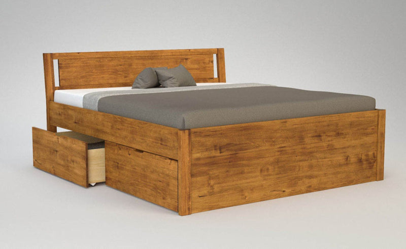 Bett aus Holz, Model PENDENZA-VERSO, Birke, mit 4 x Bettschubladen