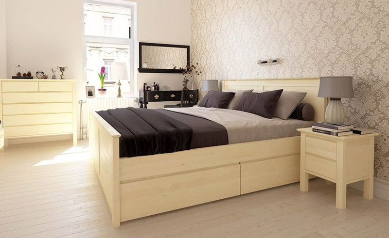 FLORANCE Massivholzbett mit Schubladen – Stilvolles Design trifft Funktionalität