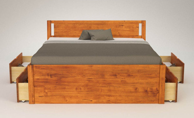 Bett aus Holz, Model PENDENZA-VERSO, Birke, mit 4 x Bettschubladen