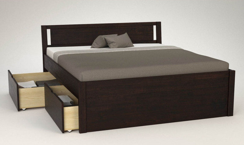 Bett aus Holz, Model PENDENZA-VERSO, Birke, mit 4 x Bettschubladen